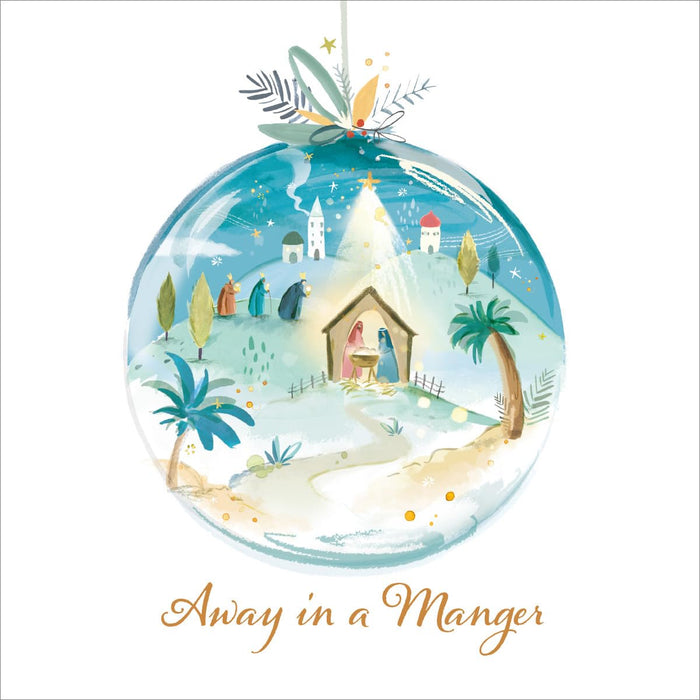 Compassion Christmas Card: Away In a Manger Nativity Bauble (pack of 10