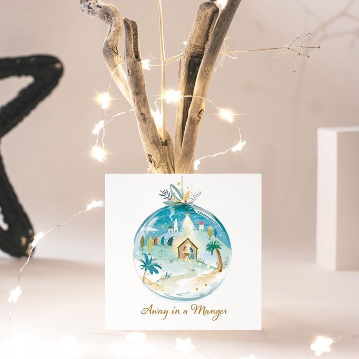 Compassion Christmas Card: Away In a Manger Nativity Bauble (pack of 10