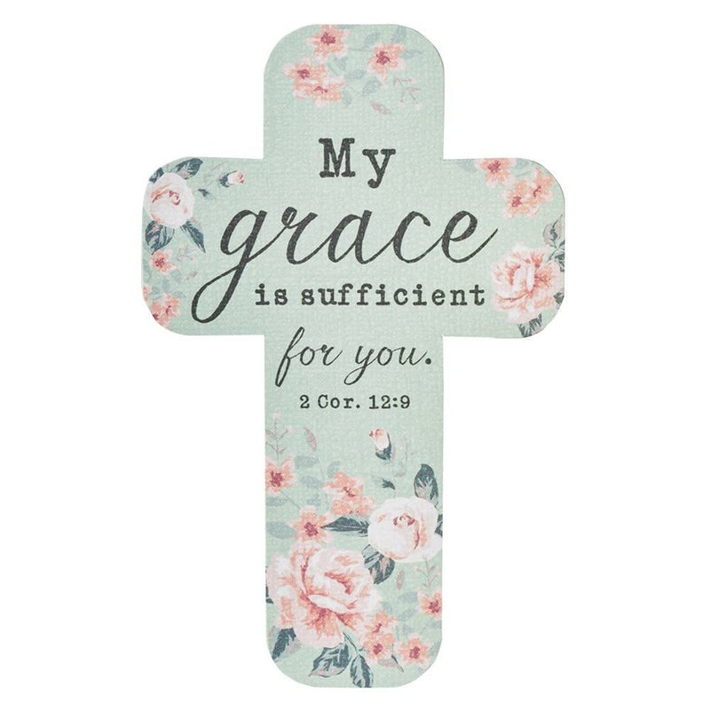 Christian Art Gifts Bookmark-Cross-My Grace is Sufficient/Pastel (Pack of 12)