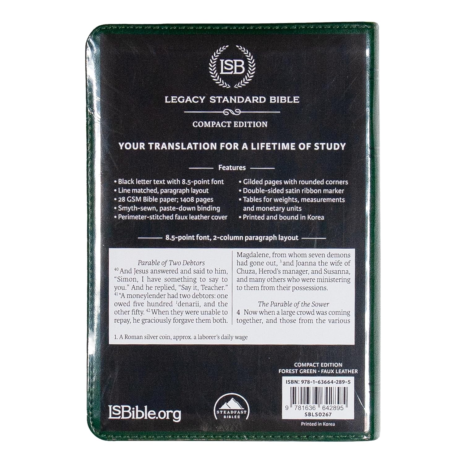 LSB Compact Bible, Forest Green