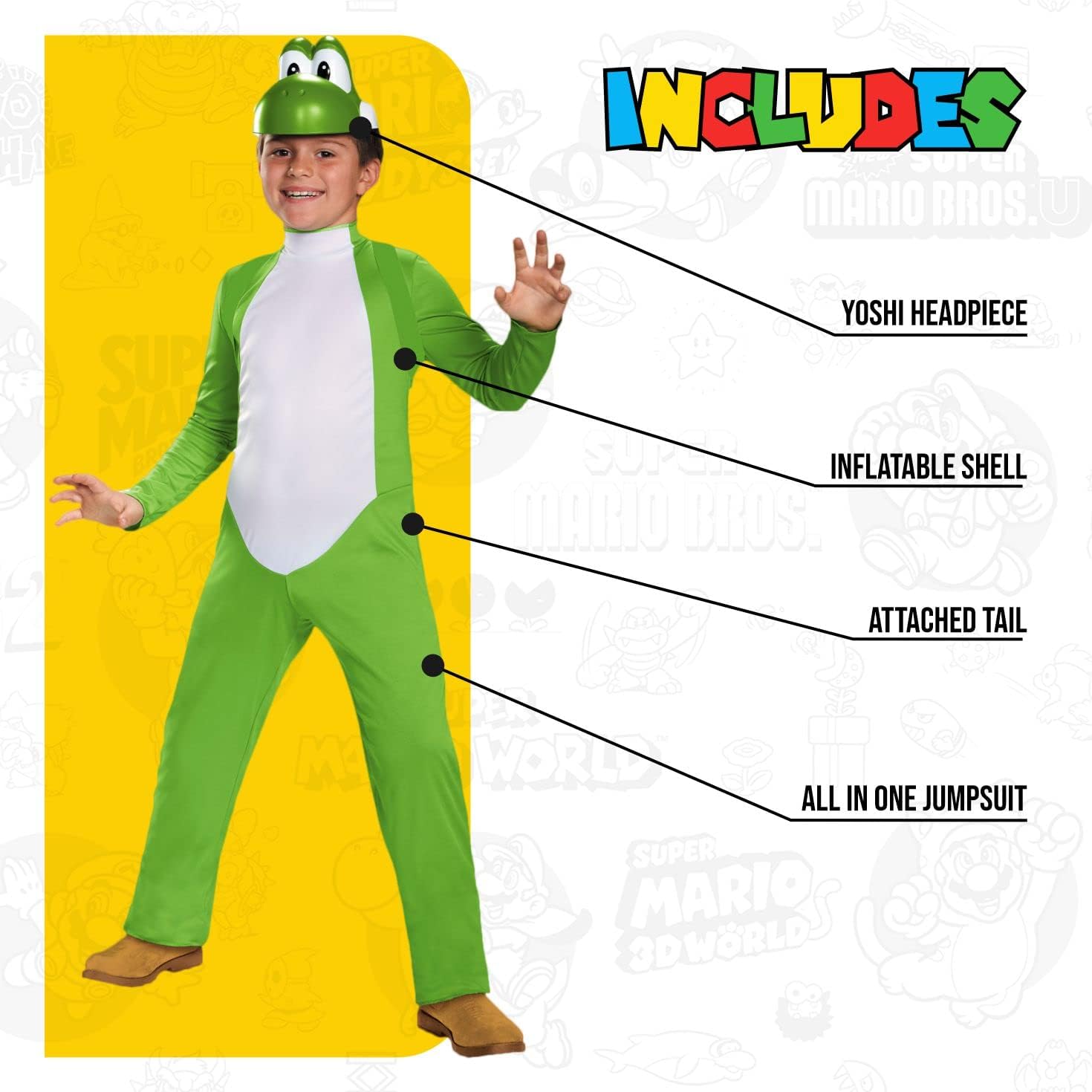 Nintendo Unisex Kids Yoshi Deluxe Kids Costume