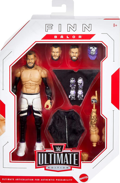 Mattel WWE Ultimate Edition Action Figure & Accessories, 6-inch Finn Balor Collectible Set, Swappable Heads & Hands, 30 Articulation Points