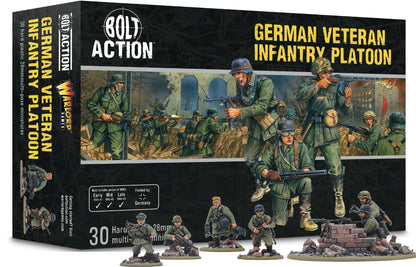 Warlord Games German Army Veterans Infantry Platoon - 28mm Scale Plastic Miniatures for Bolt Action Highly Detailed World War 2 Miniatures