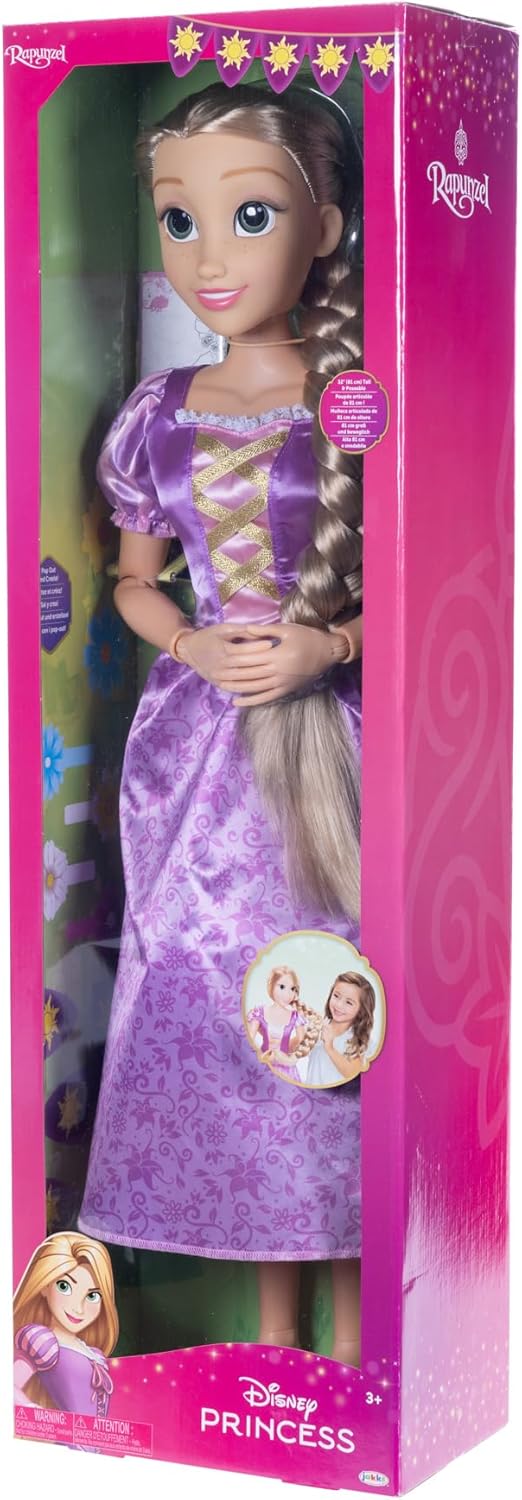 Disney Princess Rapunzel Doll Playdate by Jakks Pacific 32"/81 cm Tall and Poseable, My Size Articulated Doll in Purple Dress, Comes with Brush to Comb Her Long Golden Hair