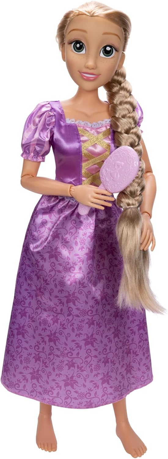 Disney Princess Rapunzel Doll Playdate by Jakks Pacific 32"/81 cm Tall and Poseable, My Size Articulated Doll in Purple Dress, Comes with Brush to Comb Her Long Golden Hair