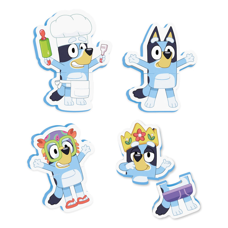 Tomy Toomies Bluey Bad-Puzzle – Mix and Match Bluey Puzzle – Schaumstoff Kleinkind Badespielzeug – Inklusive Netztasche Badespielzeug Aufbewahrung mit Saugnäpfen – 8 Stück – ab 18 Monaten