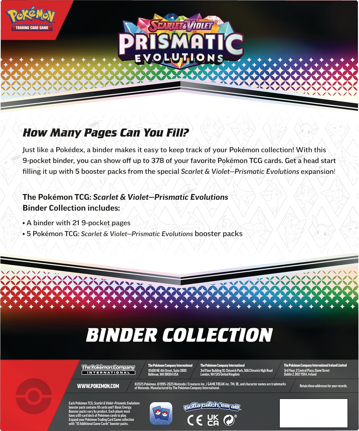 Pokémon TCG: Scarlet & Violet—Prismatic Evolutions Binder Collection (Binder with 378 Pockets & 5 Booster Packs
