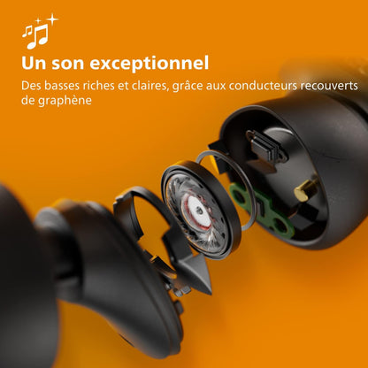 Philips Audio - Taa7507Bk/00 Wireless Bluetooth Noise-Cancelling Sports Earbuds v Black