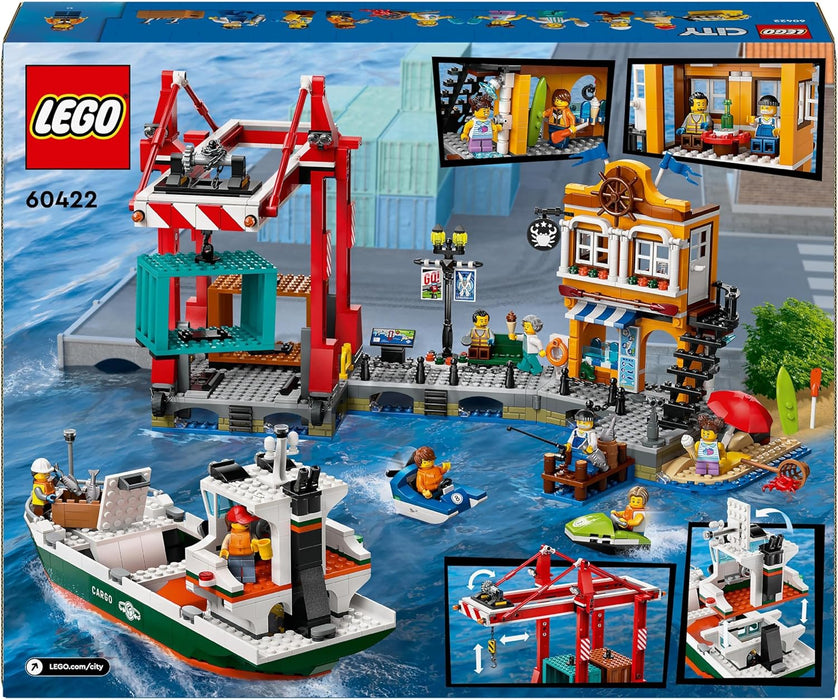 LEGO City Seaside Harbour with Cargo Ship Toy, Educational Building Set for Kids, Boys and Girls Aged 8 and Over, Model Container Crane and Boat with 8 Minifigures, Birthday Gift Idea 60422