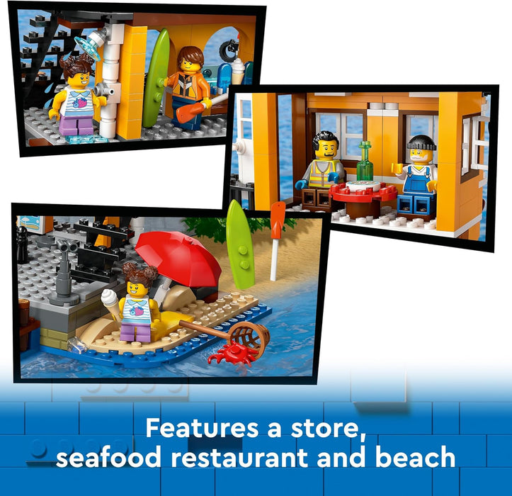 LEGO City Seaside Harbour with Cargo Ship Toy, Educational Building Set for Kids, Boys and Girls Aged 8 and Over, Model Container Crane and Boat with 8 Minifigures, Birthday Gift Idea 60422