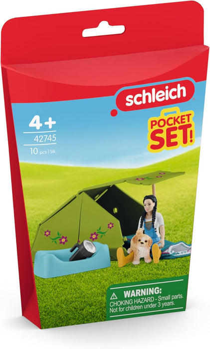 Schleich Horse Club Camping Adventure with Kim 10 Piece Pocket Set for Girls and Boys Ages 4+