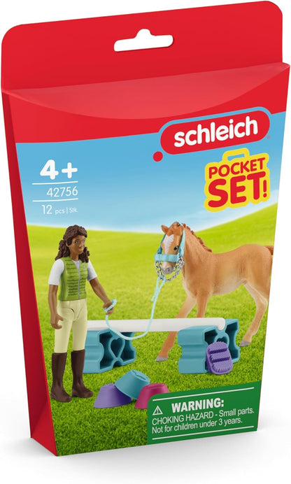 Schleich Horse Club Training Set for foal & Sarah 12 Piece Pocket Set for Girls and Boys Ages 4+