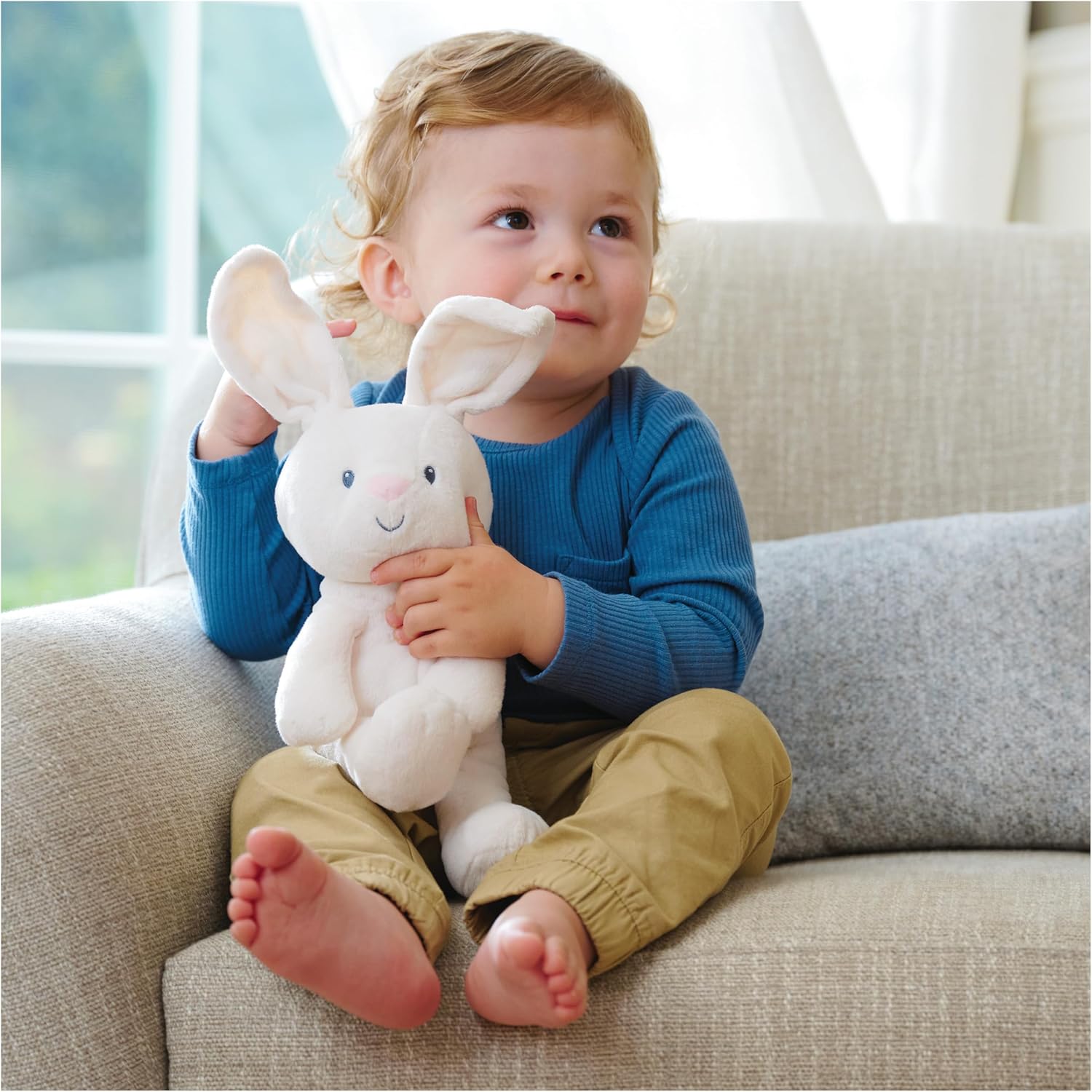 GUND Baby Peek-a-Boo Flora Bunny Plush, Bunny Rabbit Stuffed Animal, Baby Toy for Ages 0 and Up, Cream, 18 cm