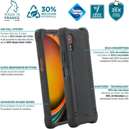 Protective Case Compatible with Samsung Galaxy XCover 7 6.6 Inch 2023, Bumper Anti-Shock, 35x Higher Shock Resistance than Military Standard, Black
