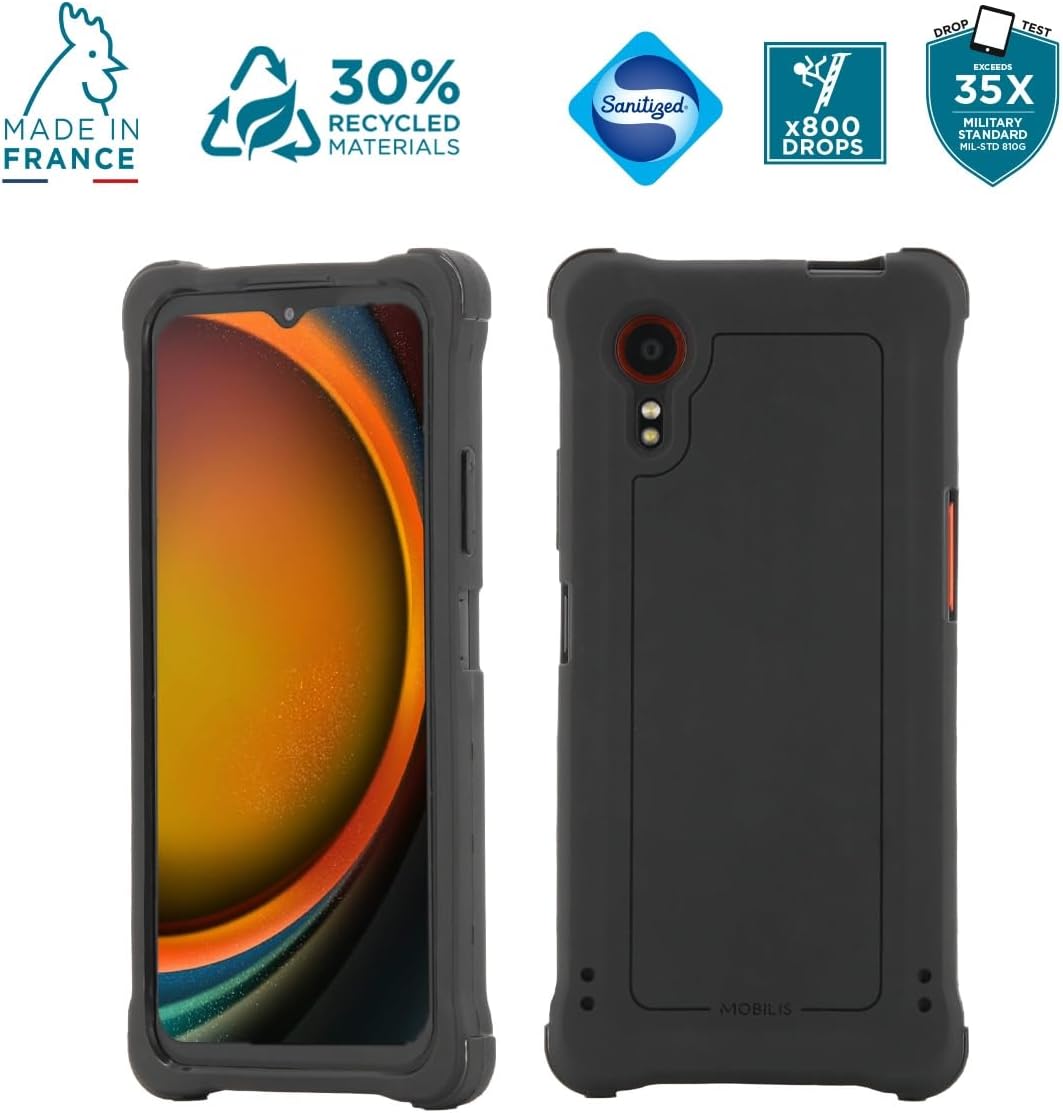 Protective Case Compatible with Samsung Galaxy XCover 7 6.6 Inch 2023, Bumper Anti-Shock, 35x Higher Shock Resistance than Military Standard, Black
