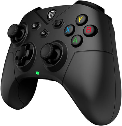 MSI FORCE GC300 WIRELESS PC Gamepad Controller - 2.4 GHz, Bluetooth, USB Type-C a A - Cablato/Wireless, batteria Li-ion da 600mAh(20h), coperture D-Pad intercambiabili, motori a vibrazione duali, nero