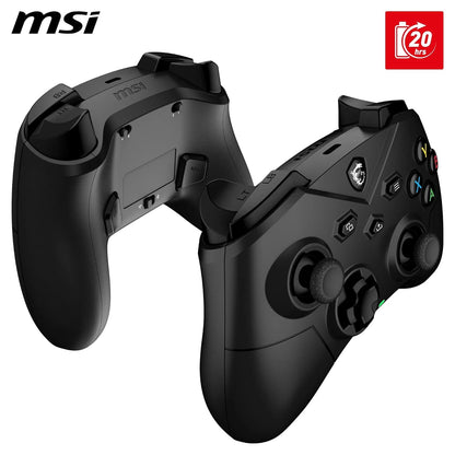 MSI FORCE GC300 WIRELESS PC Gamepad Controller - 2.4 GHz, Bluetooth, USB Type-C a A - Cablato/Wireless, batteria Li-ion da 600mAh(20h), coperture D-Pad intercambiabili, motori a vibrazione duali, nero