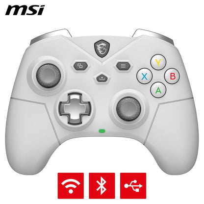 MSI FORCE GC300 WIRELESS WHITE Controller gaming per PC, Connessioni 2.4GHz, USB Type-C to A, Batteria Li-ion 600mAh (20h), D-Pad intercambiabile, doppi motori di vibrazione, cablata/wireless