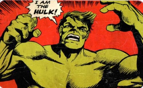 Marvel Comics HULK Retro Breakfast Board with German Text "I AM the HULK