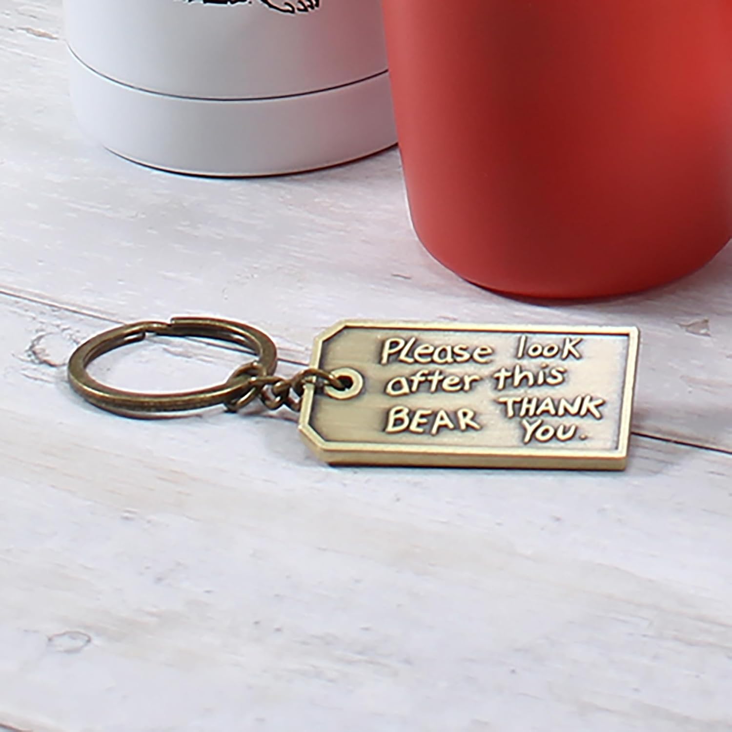 Half Moon Bay Paddington Bear Metal Keyring - Luggage Tag Gold - House Keyring - Paddington Bear Gifts