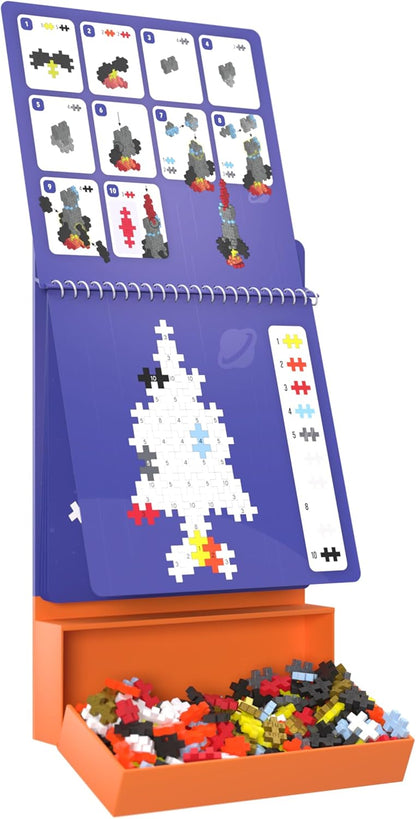 PLUS PLUS Travel Toys - Building Blocks Puzzle Play, Ideal Train, Car, or Plane Activities for Kids, 12 Pages with 125 Pieces in Attached Storage, Girls and Boys Toys Age 5 Plus