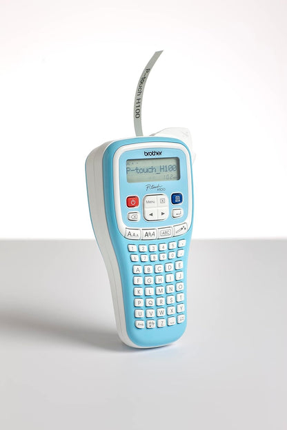BROTHER PTH100LBXG1 Label Printer | P-Touch Labeller | ABC Keyboard | Handheld | Light Blue