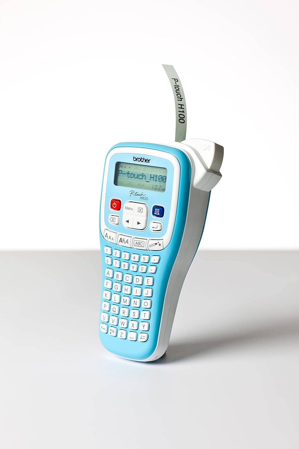 BROTHER PTH100LBXG1 Label Printer | P-Touch Labeller | ABC Keyboard | Handheld | Light Blue