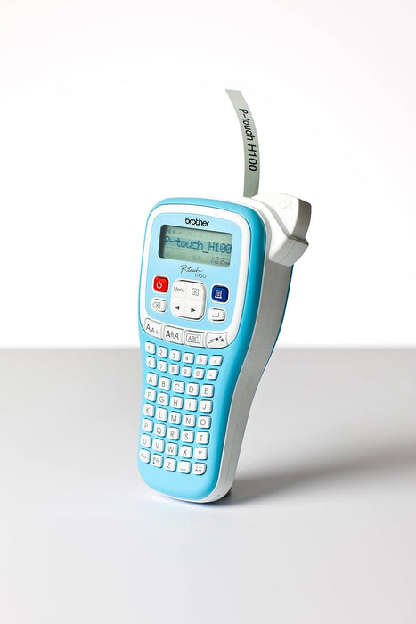 BROTHER PTH100LBXG1 Label Printer | P-Touch Labeller | ABC Keyboard | Handheld | Light Blue