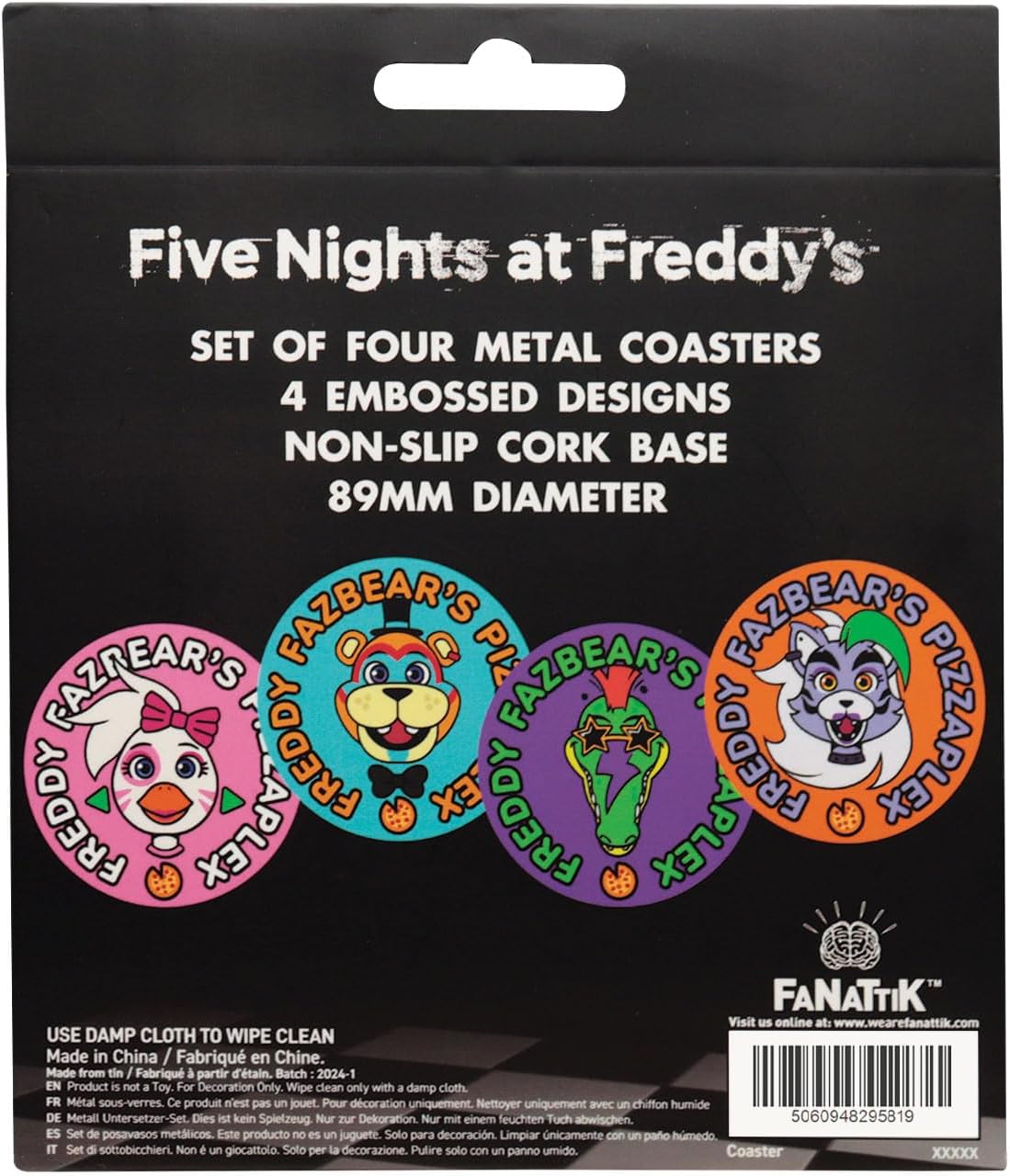 FIVE NIGHTS AT FREDDDYS - 4 Embossed Metal Coaster