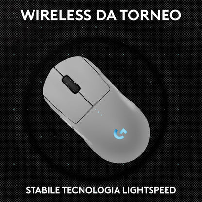 Logitech G PRO 2 LIGHTSPEED mouse da gaming wireless per destrimani o mancini, fino a 4 pulsanti laterali magnetici personalizzabili e commutabili, sensore da 44.000 DPI, USB-C, PC/Mac - Bianco