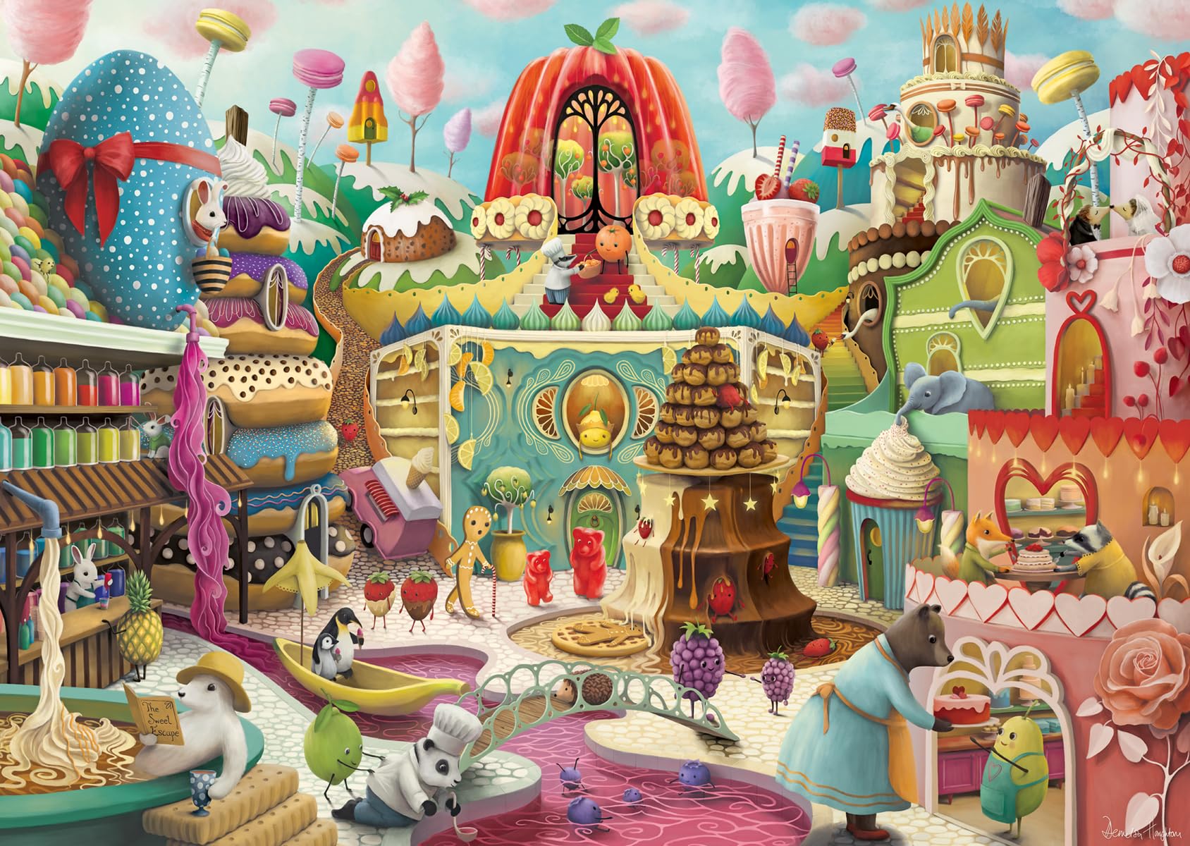 Ravensburger Sweet Street 1000 Piece by Artist Demelsa Puzzle | Unique Piece Design | Softclick Technology | Ideal Gift for Puzzle Enthusiasts
