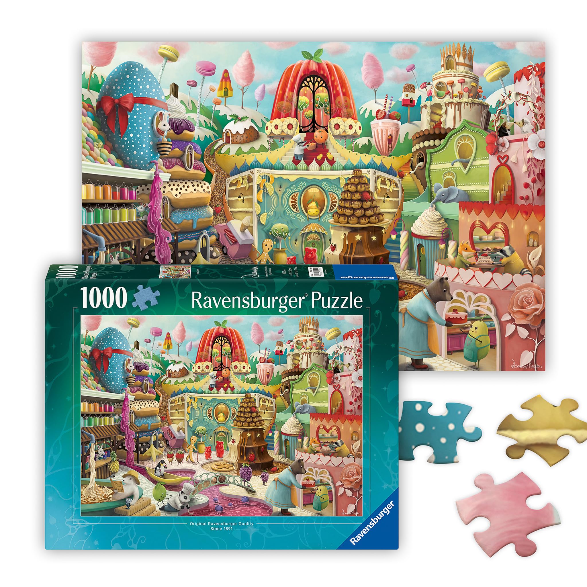 Ravensburger Sweet Street 1000 Piece by Artist Demelsa Puzzle | Unique Piece Design | Softclick Technology | Ideal Gift for Puzzle Enthusiasts