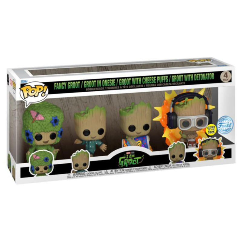 Funko Pop! Marvel I Am Groot 4-Pack Collectible Figures, Glow in the Dark, Special Edition