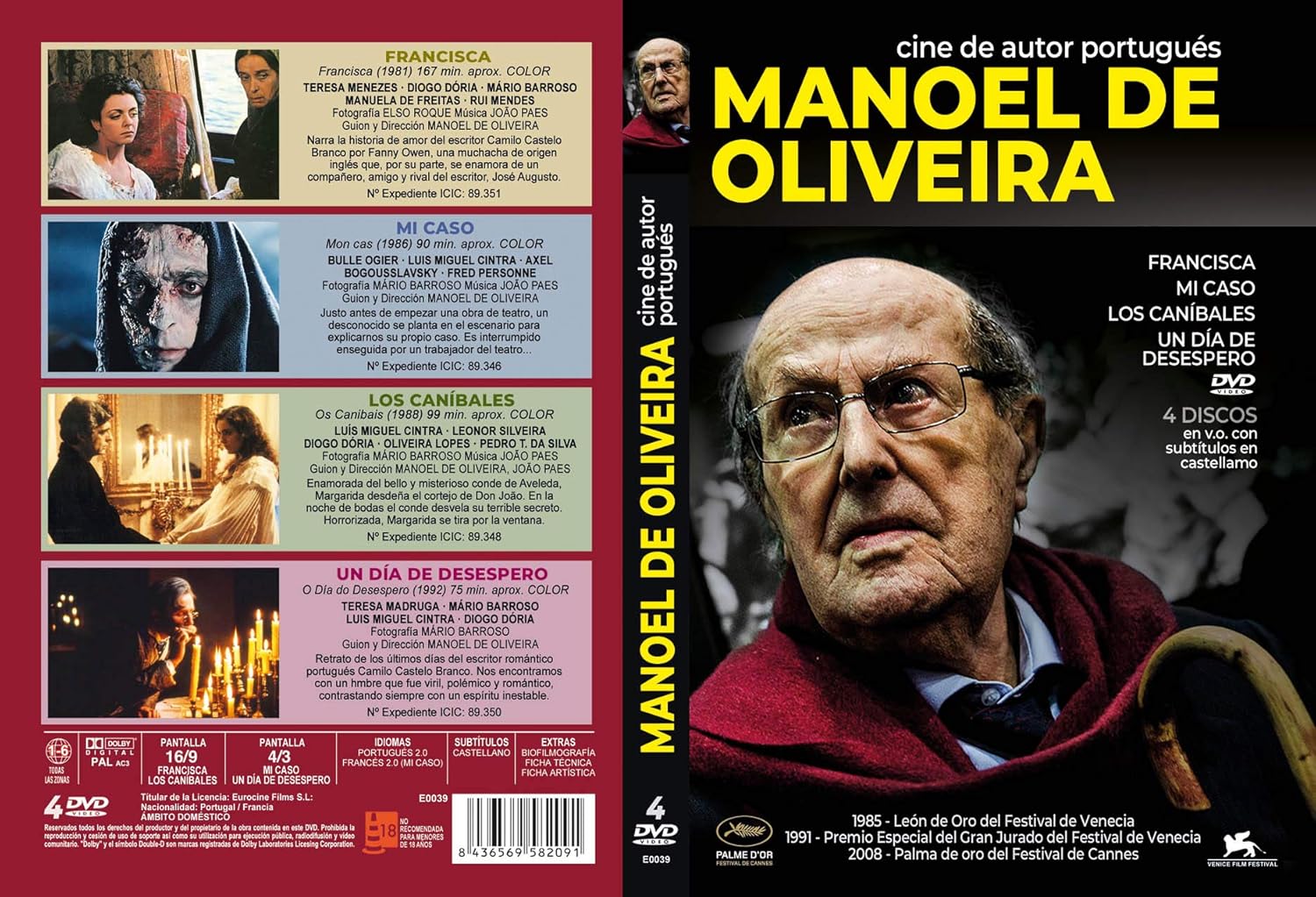 Manoel De Oliveira (Francisca- Mon Cas- Os Canibais- O Dia De Desespero) -4Dvd  - (Spanish Edition)