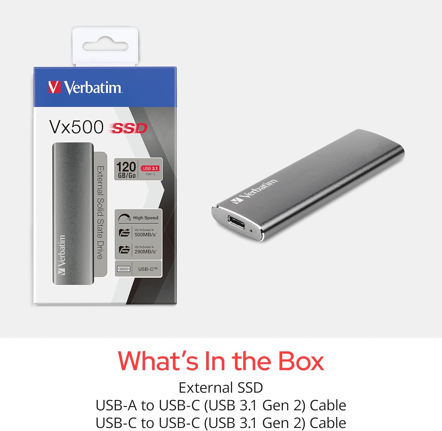 Verbatim Disco Duro Externo VX500 1 TB SSD