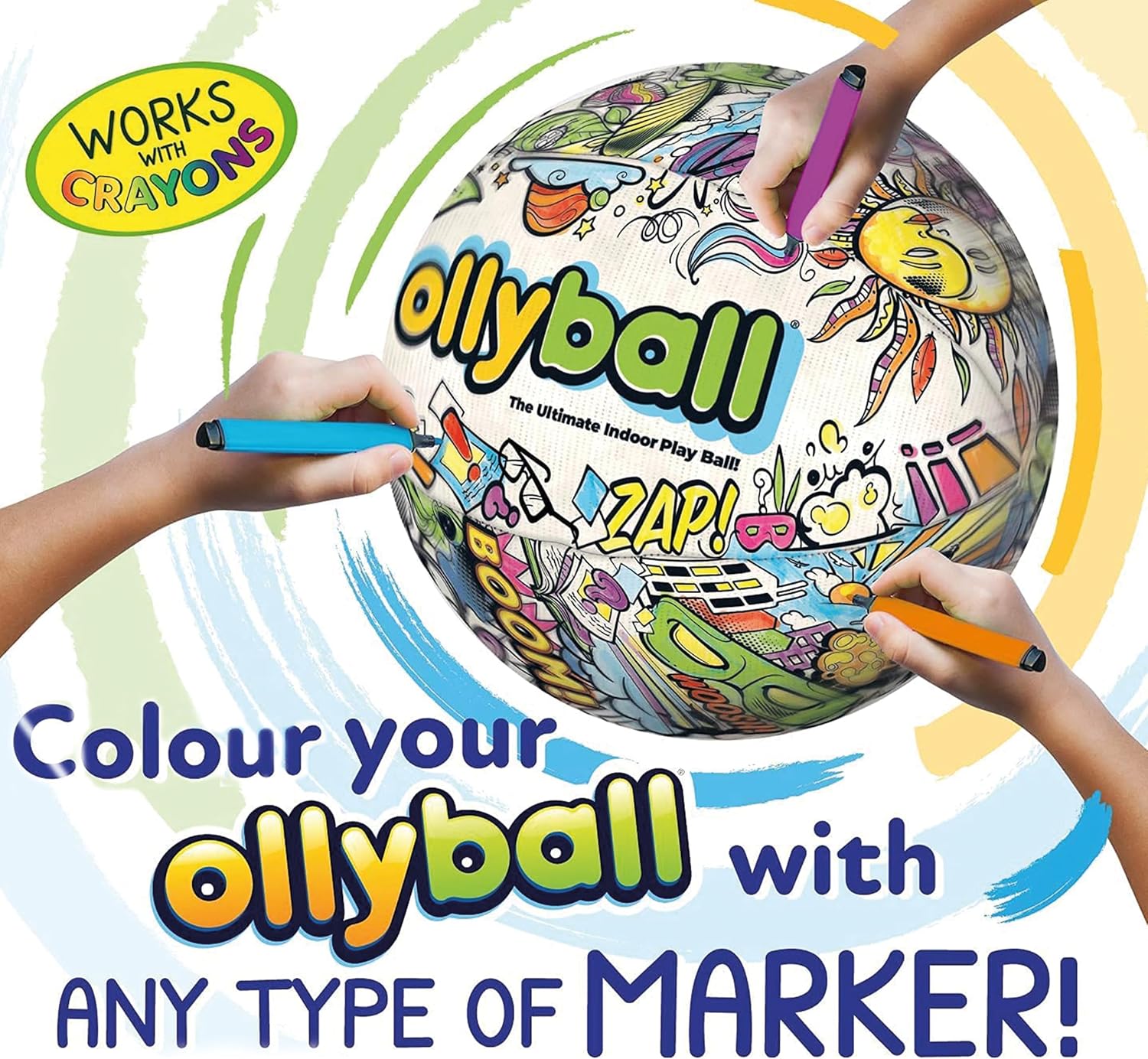 Ollyball, The Ultimate Indoor Play Ball for Kids and Parents, Colourable Ball, Suitable for Indoor and Outdoor Play