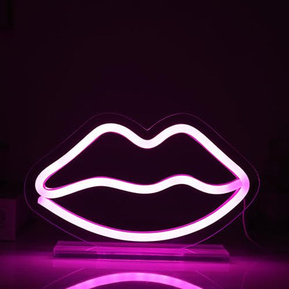 I-TOTAL® - LED Sign Symbol - Bright for Bedroom Perfect Gift Idea with USB Plug - LIPS