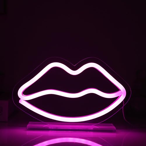 I-TOTAL® - LED Sign Symbol - Bright for Bedroom Perfect Gift Idea with USB Plug - LIPS