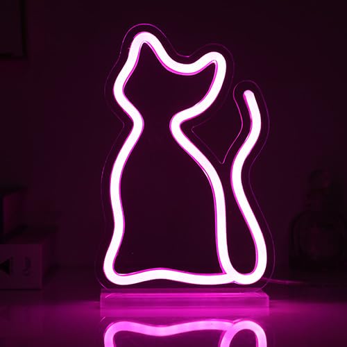 I-TOTAL® - LED Sign Symbol - Bright for Bedroom Perfect Gift Idea with USB Plug - CAT