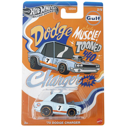 Hot Wheels '70 Dodge Charger, Silver Series, Toon'd Series 2/5, 1:64 Scale Diecast