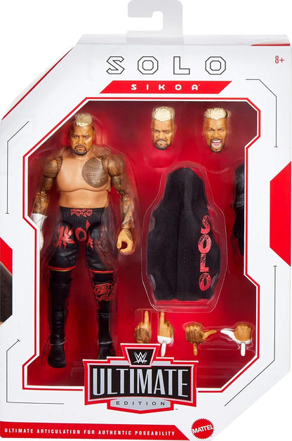Mattel WWE Ultimate Edition Action Figure & Accessories, 6-inch Solo Sikoa Collectible Set, Swappable Heads & Hands, 30 Articulation Points