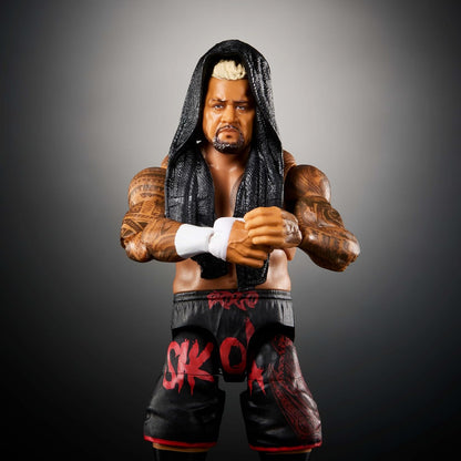 Mattel WWE Ultimate Edition Action Figure & Accessories, 6-inch Solo Sikoa Collectible Set, Swappable Heads & Hands, 30 Articulation Points