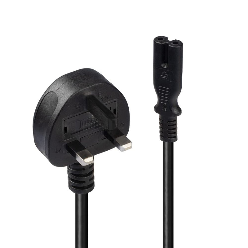 LINDY 30444 2 m UK 3 Pin Plug To IEC C7 Mains Power Cable - Black