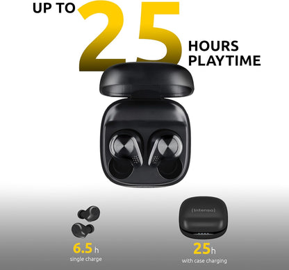 Intenso Buds Micro TWS True Wireless Headphones T200 with Gaming Mode and up to 25 Hours of Music Playback, Black