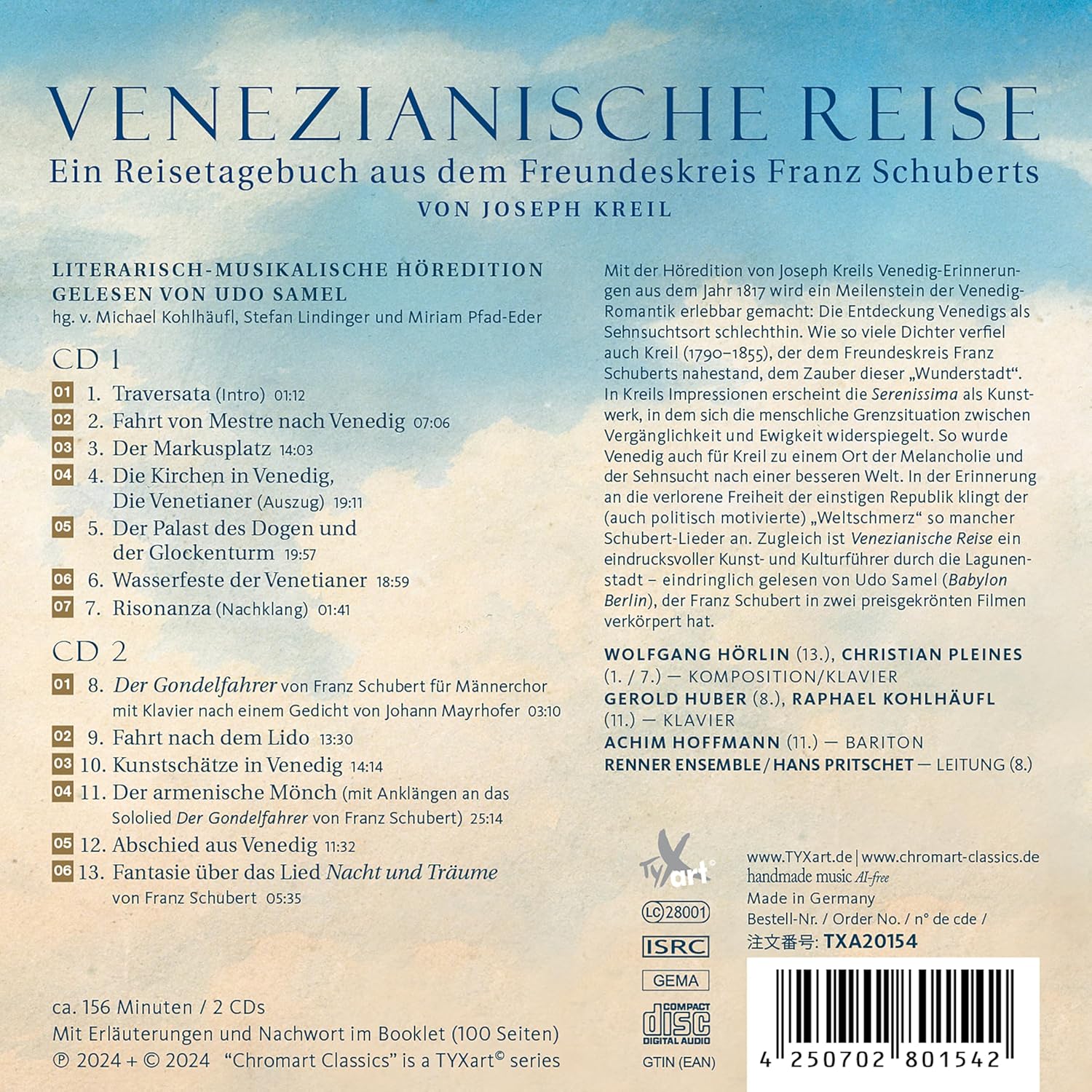 Venezianische Reise - Ein literarisch-musikalisches Reise-Tage-Hörbuch aus dem Schubert-Freundeskreis