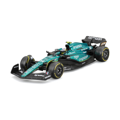 Bburago Formula 1 F1 Asto Martin AMR 23 Alonzo with Helmet (2023) - 1:43 Scale - In credibly Detailed Die-Cast Replica Collectible Race Car
