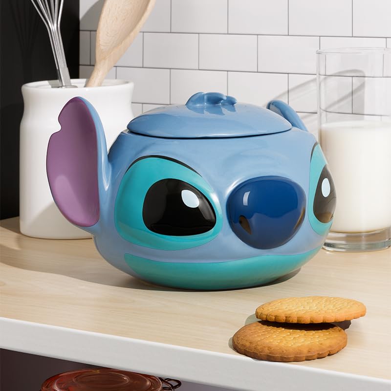 Stitch Keksdose - Offiziell lizenziertes Disney förmiges Behältnis mit Deckel, ideal zur Aufbewahrung von Keksen & Trockenwaren, neuartige Disney-Küchenutensilien