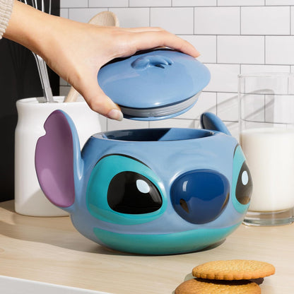 Stitch Keksdose - Offiziell lizenziertes Disney förmiges Behältnis mit Deckel, ideal zur Aufbewahrung von Keksen & Trockenwaren, neuartige Disney-Küchenutensilien
