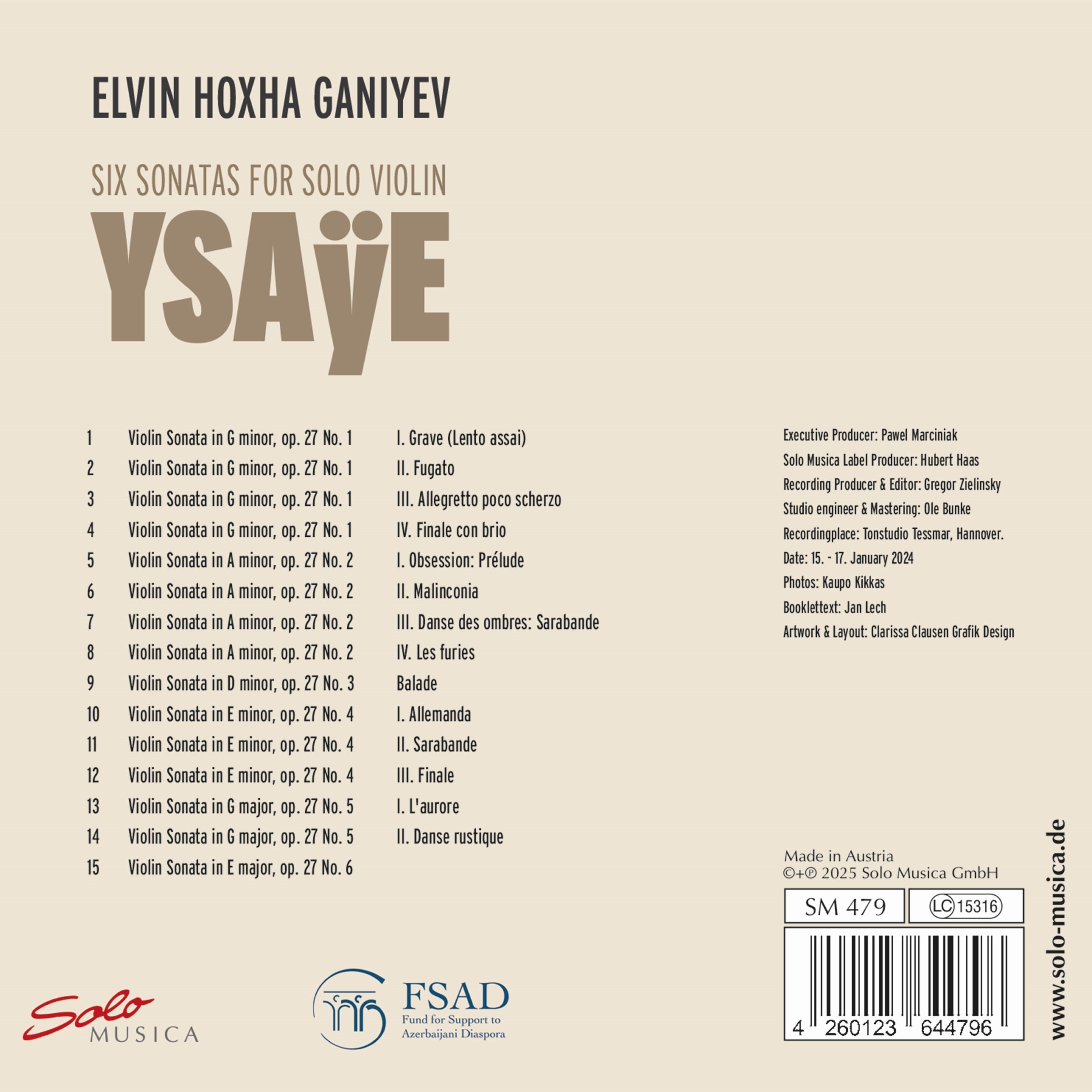 Ysaye: Six Sonatas for Solo Violin