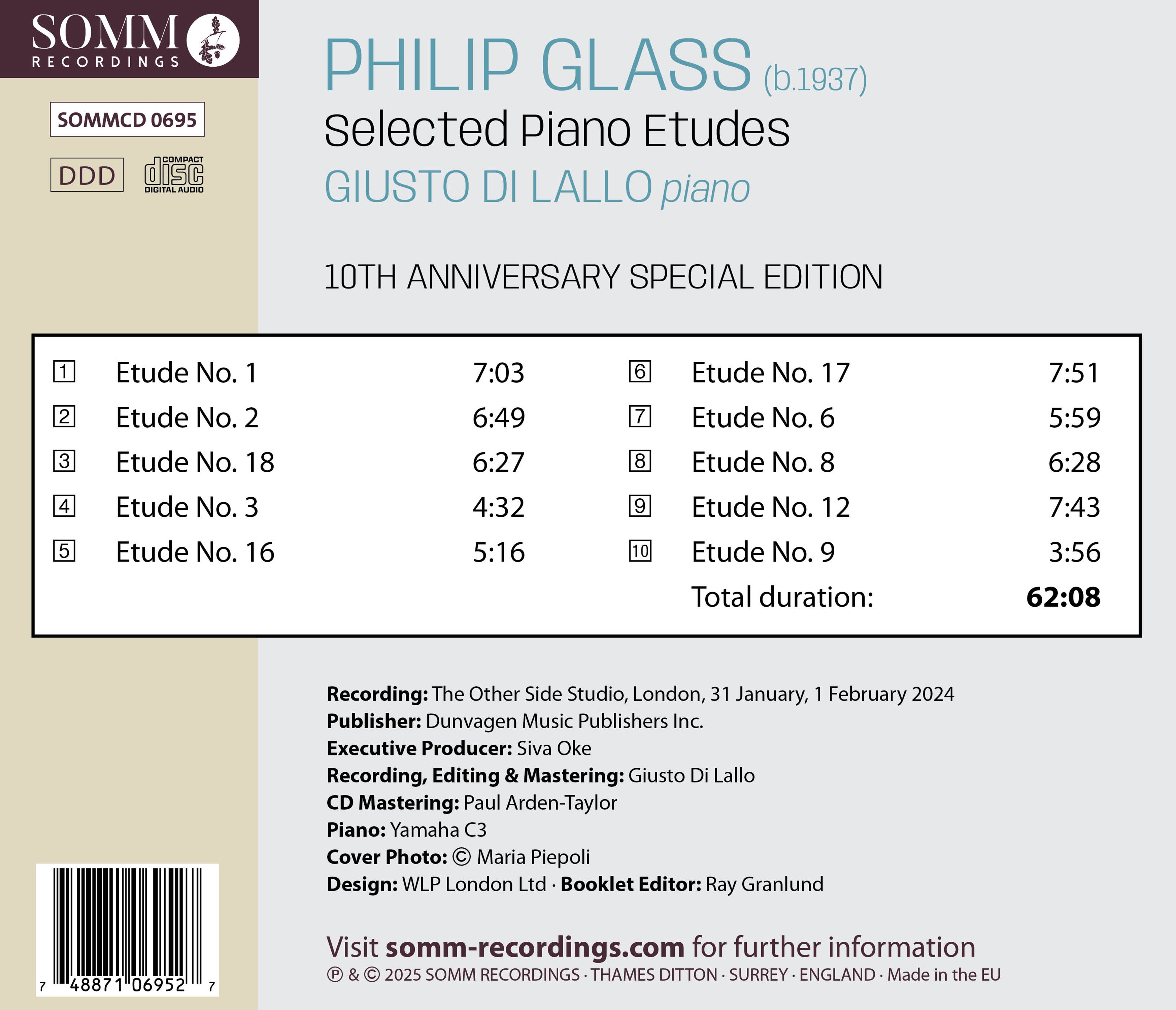 Philip Glass: Selected Piano Etudes